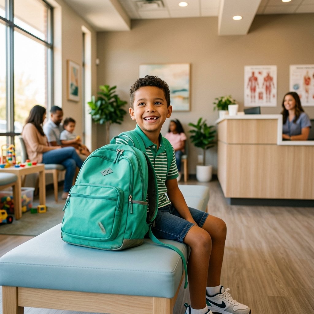 Niño feliz listo para su examen escolar